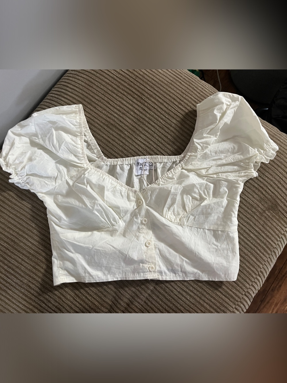 Princess Polly Pale Yellow Puff Sleeve Crop Top